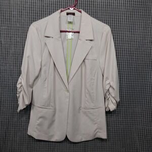 mark. Womens Blazer Ruched 3/4 Sleeve Career Casual XXL Light Tan